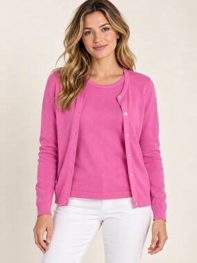Lilly Pulitzer Pink Cotton Twinset Cardigan & Shell Sweater Set Medium